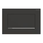 Pulsador serie Sigma10 de Geberit. Negro mate lacado, revestimiento fácil de limpiar, cromado brillante